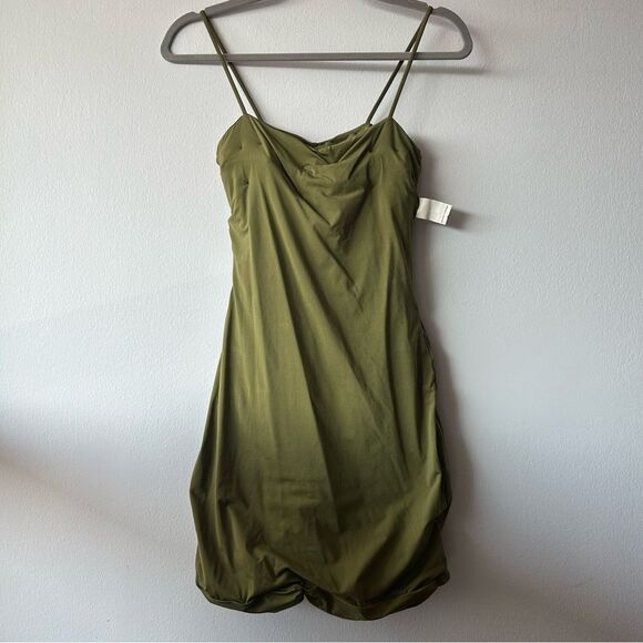 Maygel Coronel Estribo Appliquéd Ruched Stretch-Jersey Mini Dress in Olive Green - Picture 9 of 10